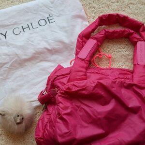SEE BY CHLOE Nylon Pink Handbag with White Sheep Charm